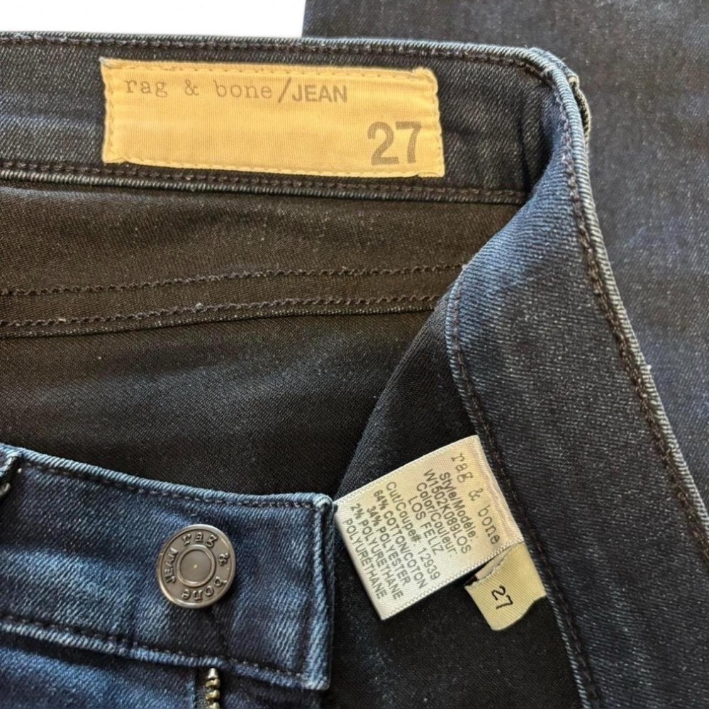 rag & bone Skinny Jeans 27 Dark Wash Mid Rise Stretch Denim Los Feliz Distressed - Picture 6 of 6